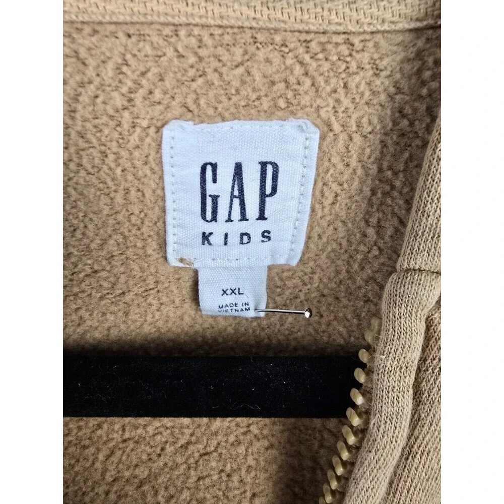 Gap Kids Hoodie Girls XXL Light Brown Embroidered Spell Out Logo Cotton